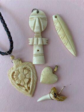 BONE and SHARK TOOTH Pendant Necklace Bundle